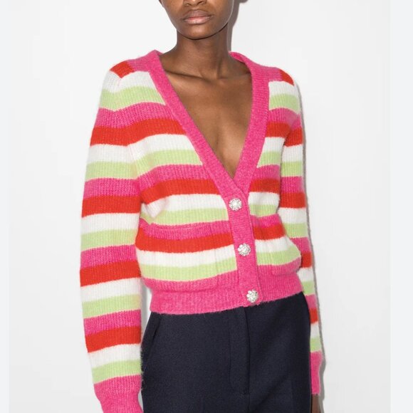 Ganni Pink Striped Sweater - Picture 1 of 6